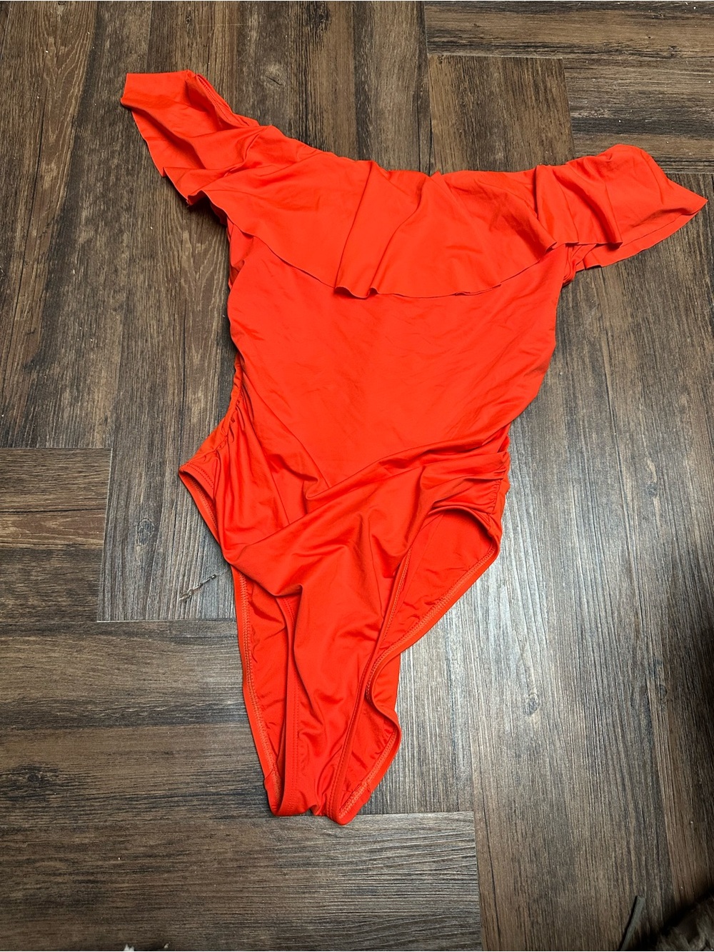 La Blanca Vibrant Orange Off-Shoulder One-Piece